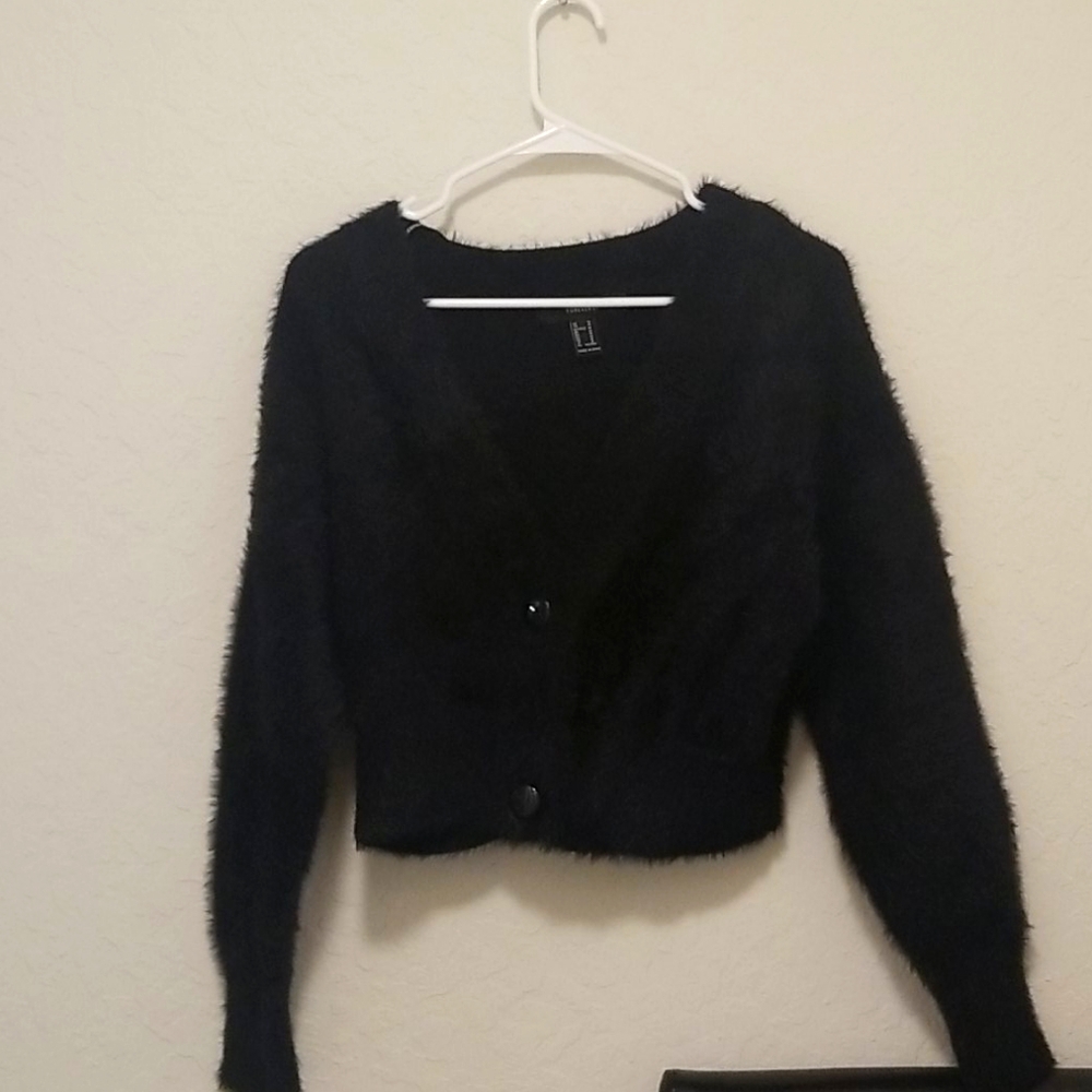 2 sweaters for $15 NWOT black fuzzy short cardigan